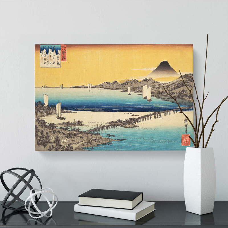 Long Bridge Of Seta by Utagawa Hiroshige - Wrapped Canvas Print, 35cm H x 50cm W x 3cm D