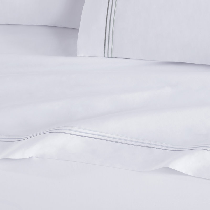 Ensemble de draps en satin de coton 600 fils, Gris acier, Grand
