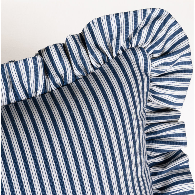 Birch Lane Polo Stripe Ruffled Accent Pillow, Polyester, Blue