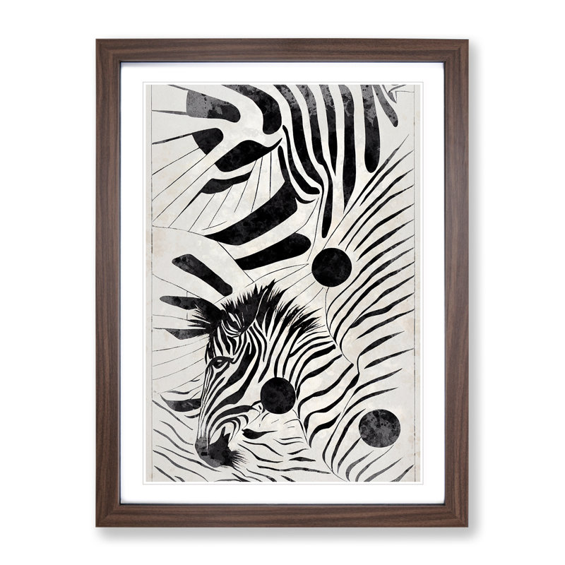 Zebra No.1 Abstract - Single Picture Frame Painting, 64cm H x 46cm W x 2cm D, Walnut