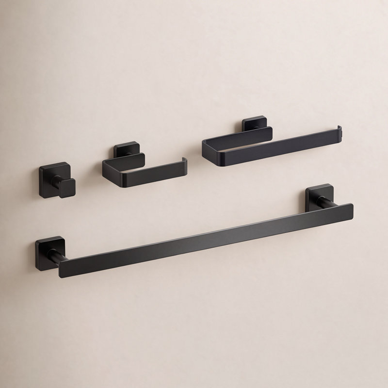 Blaze 4 - Piece Bathroom Hardware Set, Matte Black