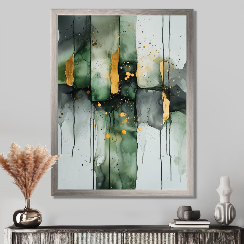 Gertz - Art mural abstrait sur toile, Argent argent, H 20 po x l 12 po, Reproduction encadrée d'une seule photo