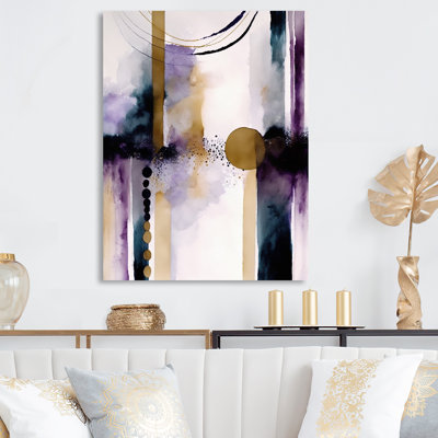 Abstract Geode Geometric Purple And Gold II - Abstract Geometric Wall Art