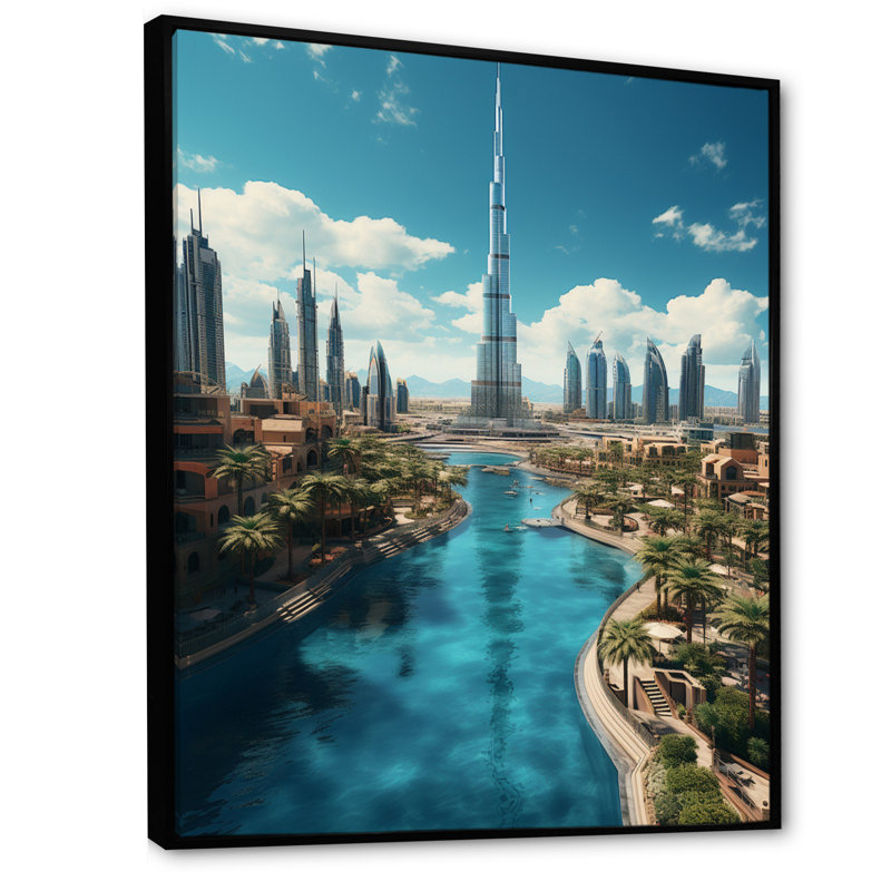 Cityscapes Wall Art Living Room, H 44 po x l 34 po x P 1,5 po, Cadre flottant noir