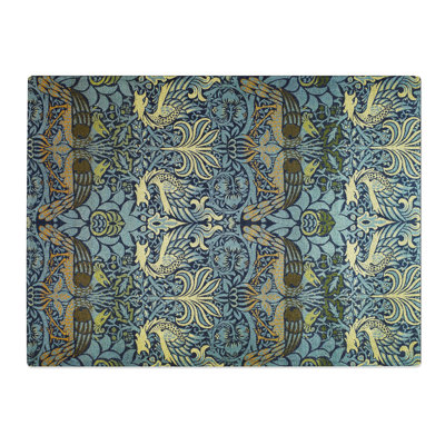Peacock And Dragon Print By William Morris Pattern  Glass Chopping Board