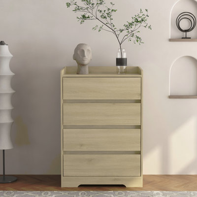 4 Drawer Dresser, Chest of Drawers Without Handle,Dresser for Bedroom 100% Waterproof, Modern Wooden Cabinet with Sturdy Frame for Living Room, Entryway, Bedroom, Hallway, Office