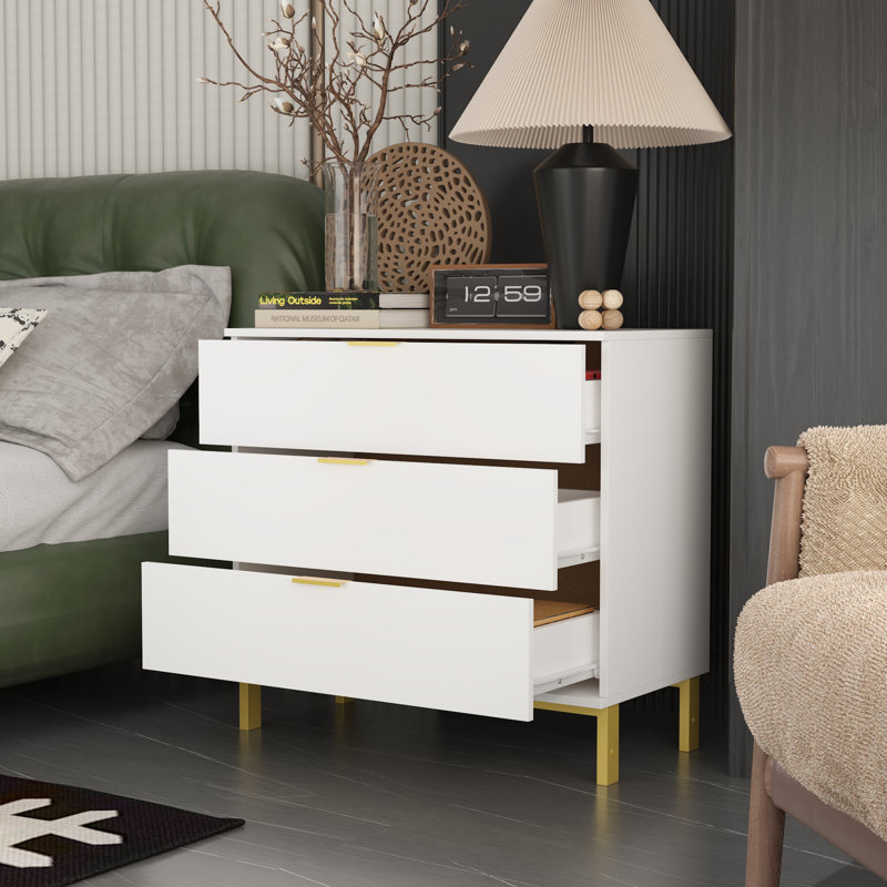 Commode 3 tiroirs Brienne, Blanc