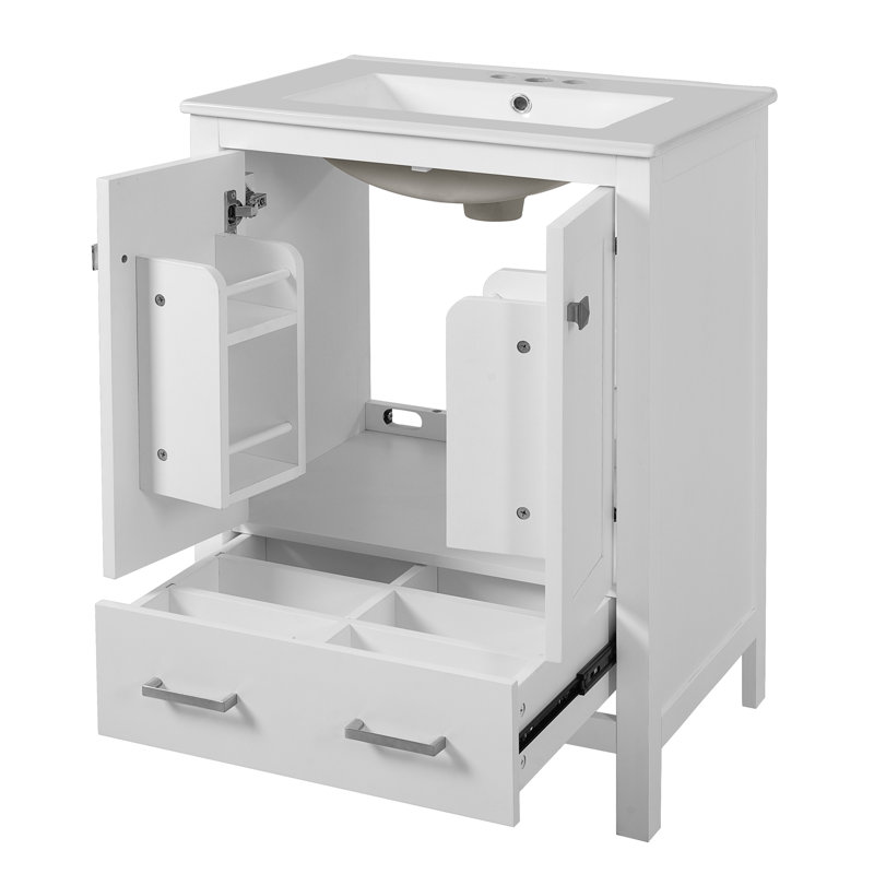 Meuble-lavabo 48 po avec lavabo encastré intégré, Blanc