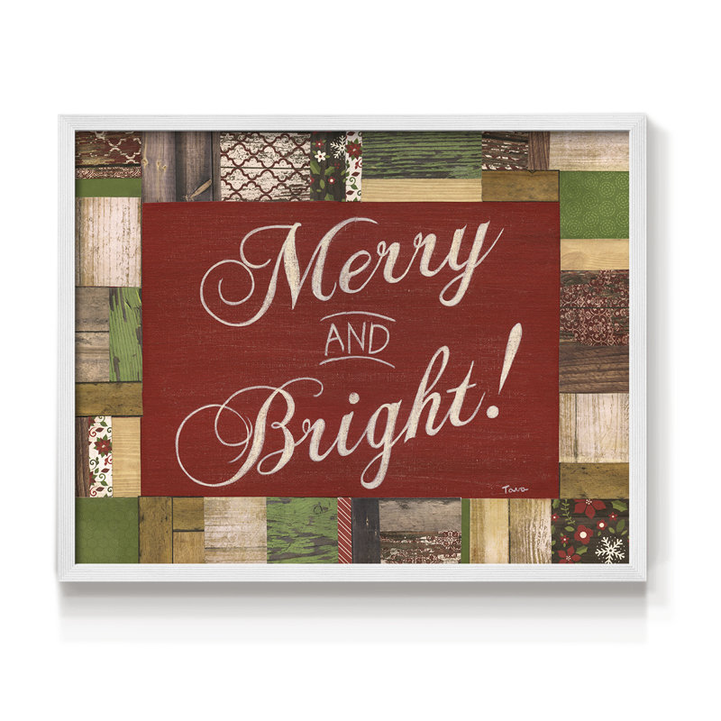 «Merry and Bright», reproduction encadrée, H 8 po x l 10 po, Blanc