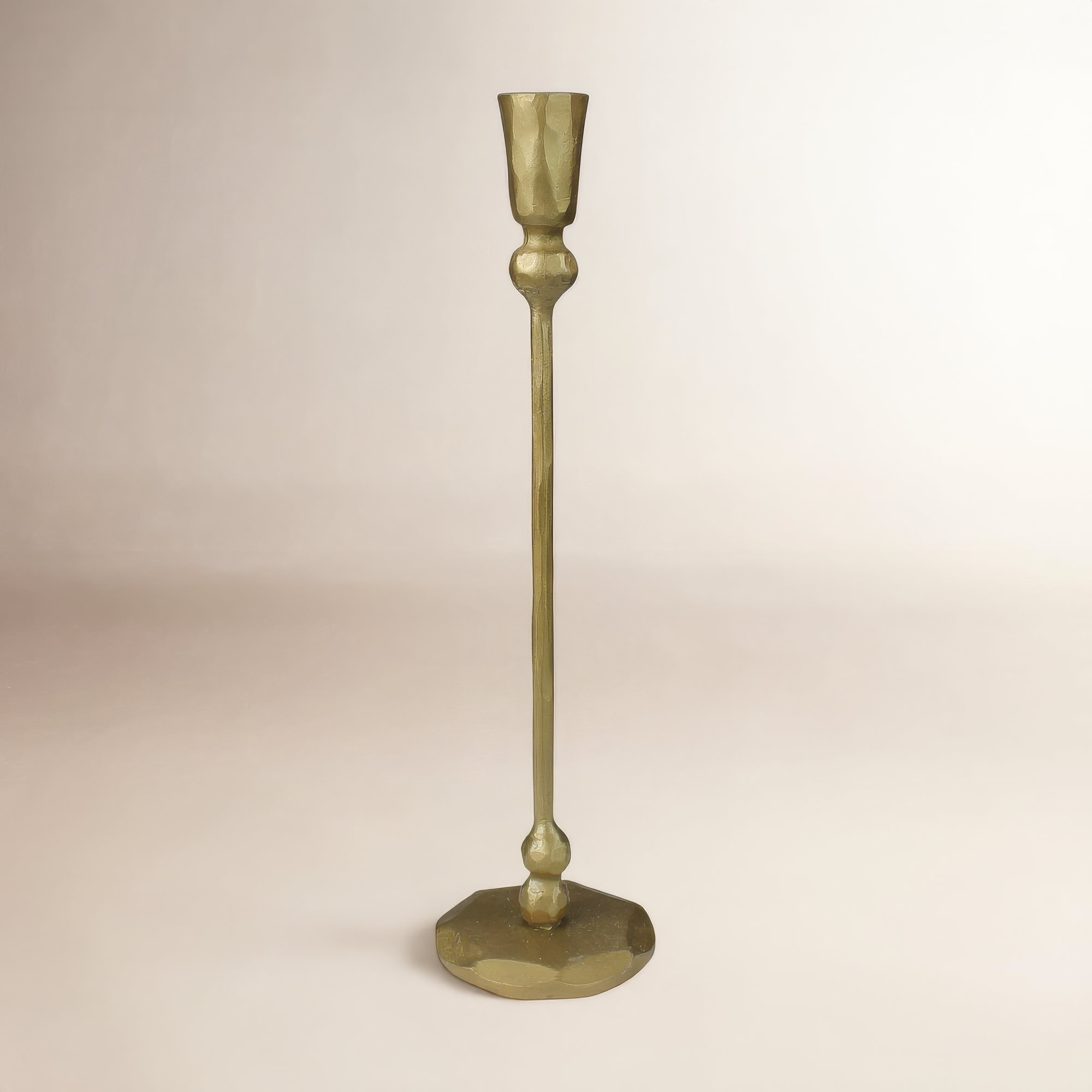 Iron Tabletop Candlestick, 12" H x 3" W x 3" D