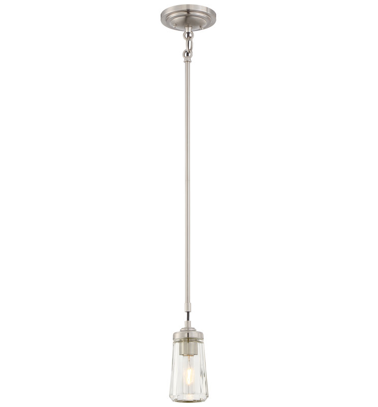Minka Lavery Poleis Brushed Nickel With Clear Pendant Light
