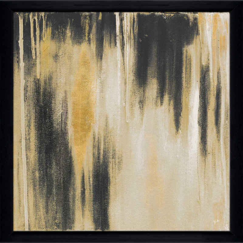 «Gold Paysage II» par Patricia Pinto - reproduction de cadre photo, H 21,5 po x l 27,5 po x P 0,75 po, Cadre noir