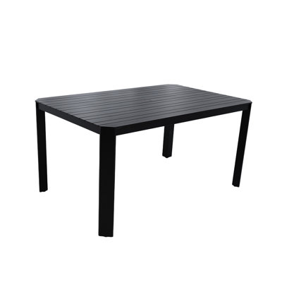 Table à manger d'extérieur moderne, aluminium, couleur bourbon, trou pour parasol, brun rouille antidérapant, attrait visuel, coussins d'écurie