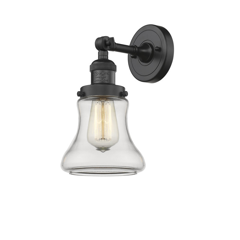 Edda Dimmable Bath Sconce, Clear, 6 Watt Vinage LED Bulb, Matte Black
