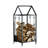 Cantarero 14'' W Metal Log Rack on Wheels with 4 Piece Fireplace Tool Set for Hearth