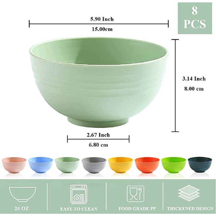 Plastic Bowls set of 12 - Unbreakable and Reusable 6-inch Plastic  Cereal/Soup/Salad Bowls Multicolor | Microwave/Dishwasher Safe, BPA Free