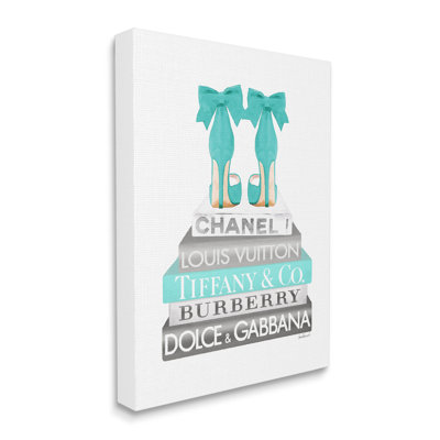 " Turquoise Designer Heels On Modern Glam Bookstack " by Amanda Greenwood