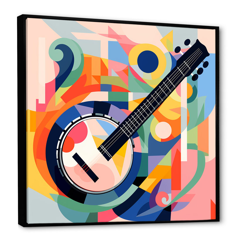 Banjo Serenade - fruits, art mural, Cadre flottant noir, H 30 po x l 30 po x P 1,5 po