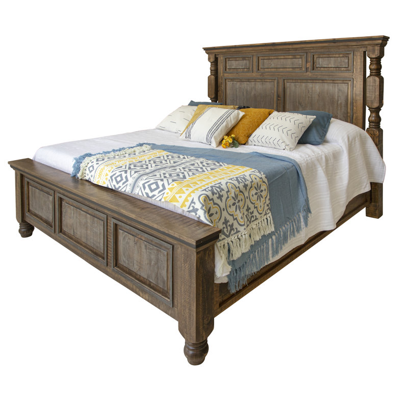 Stone Brown Solid Wood Standard Bed