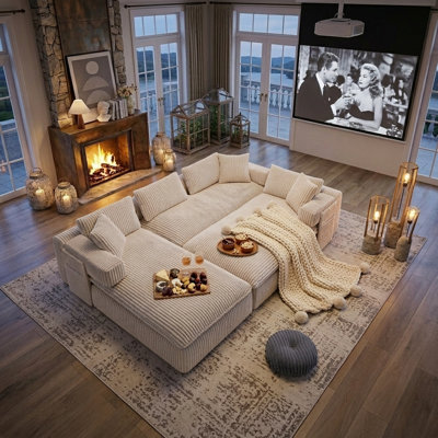 150"Oversized U-shaped Modular Sectional Sofa,Compression Sofa,No Assembly