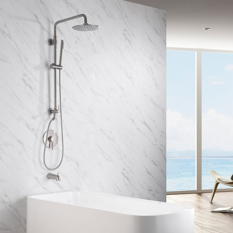 Brushed Nickel Adjustable Rain Shower System with Handheld