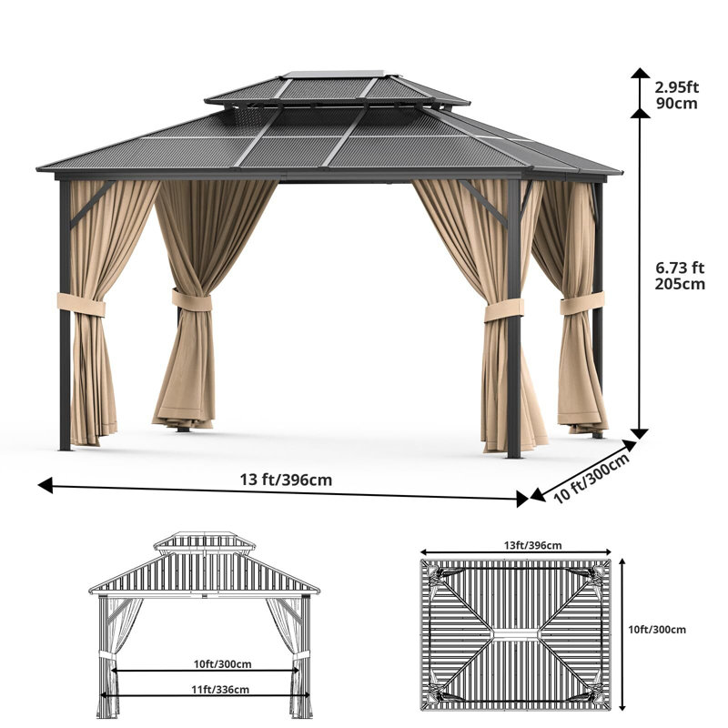 10 pi. L 12 pi. D Pavillon de jardin en aluminium