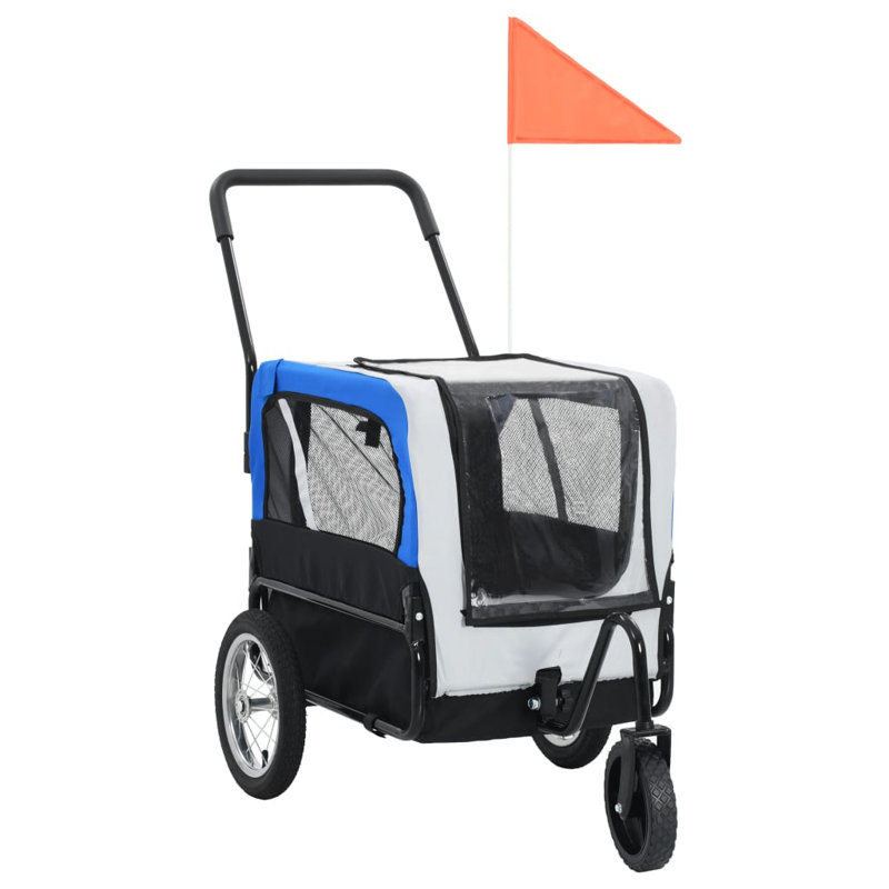 Chariot pour chien pliable 2-en-1 pour vélo, Gris / bleu