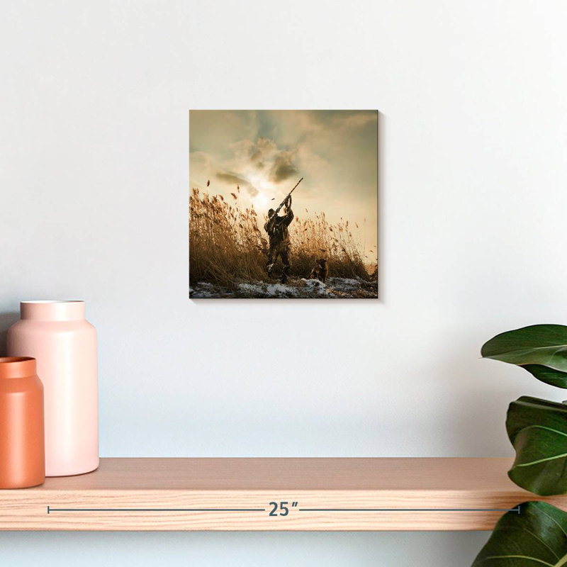 Duck Hunter And Dog, 10" H x 10" W