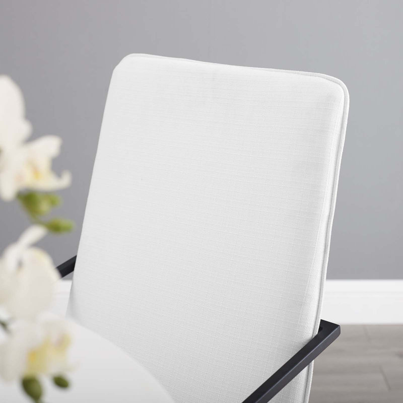 Modway Pitch Performance Velvet Dining Armchair, Polyester White, Matte Black