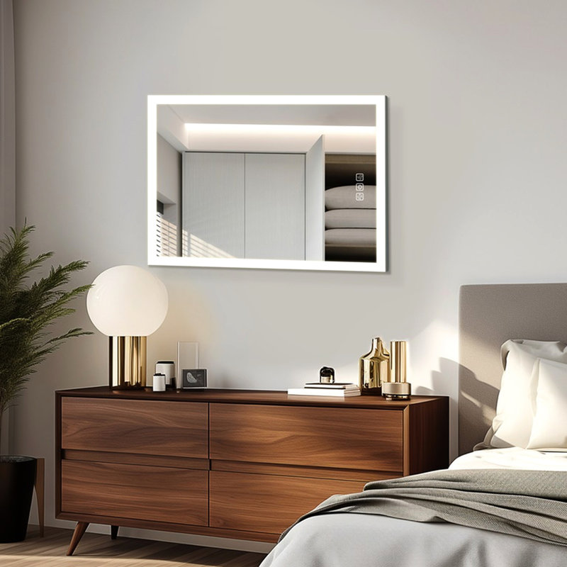 Miroir de salle de bain à DEL 48 po x 36 po, désembuage de 5 minutes, 3 couleurs réglables, 35,64 po x 48,51 po