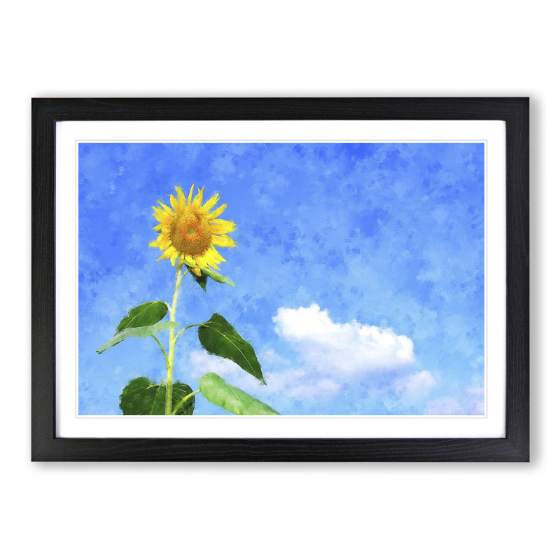 Sunflower Vol.3 - Picture Frame Painting, 36cm H x 48cm W x 2cm D, Black Framed