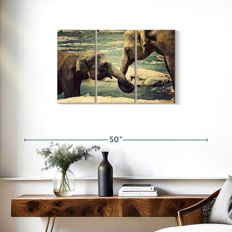 Asian Elephants, 20" H x 33" W