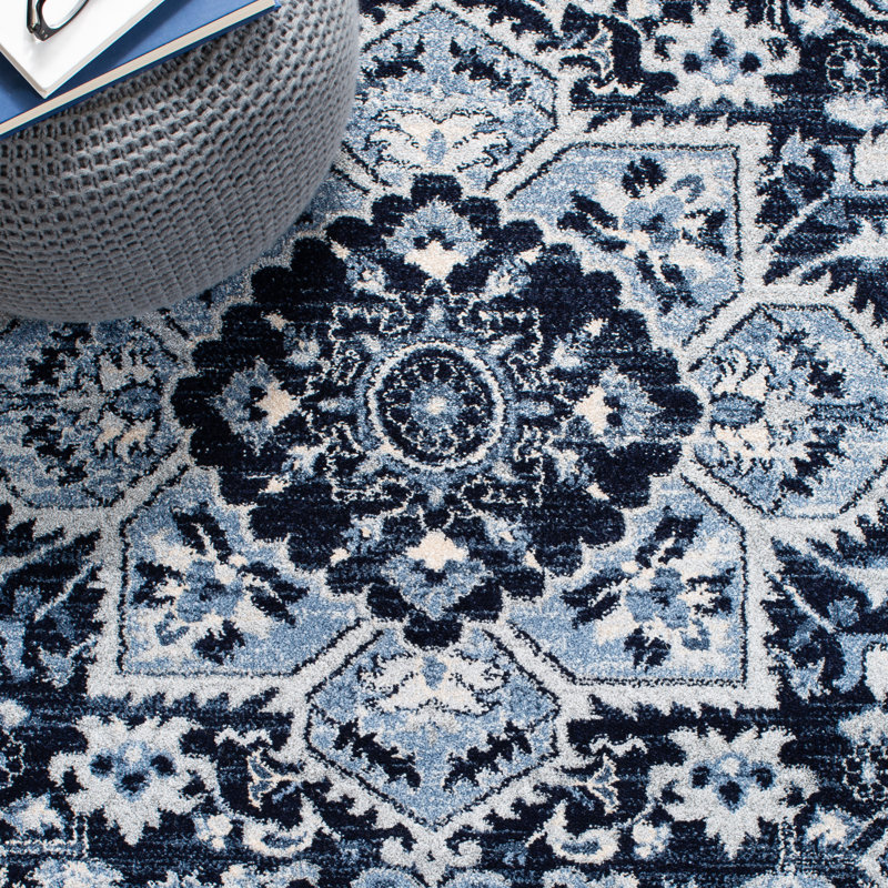 Tapis oriental bleu marine / bleu Cestina, Rectangle 8 pi x 10 pi