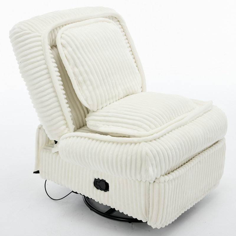 Chaise berçante pivotante rembourrée, Velours côtelé beige / polyester