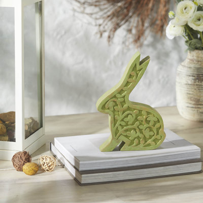Lapin assis en bois Bunny Hop en vert
