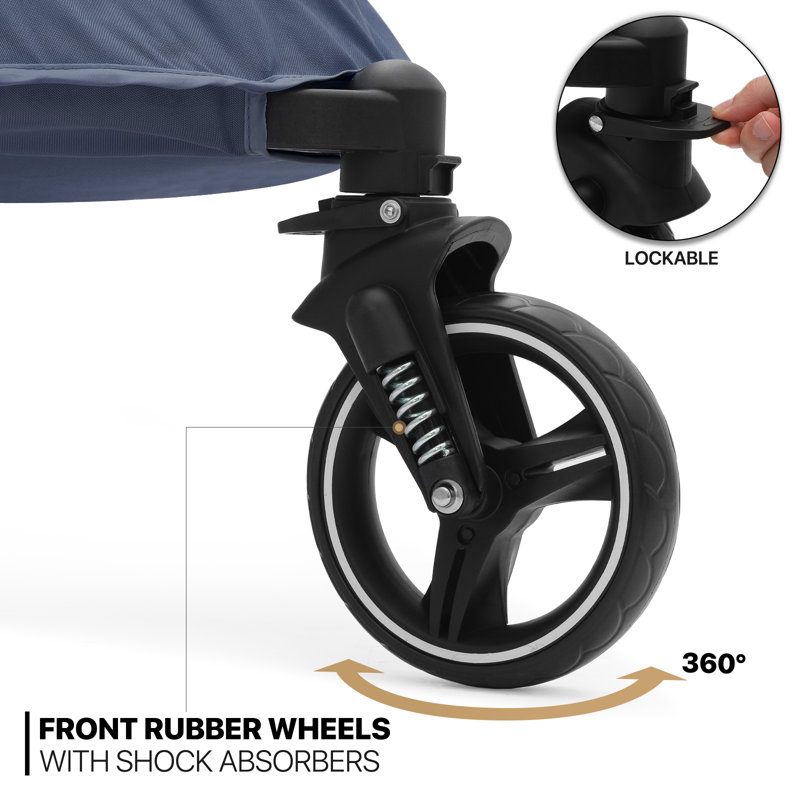 Large Steel Frame Pet Stroller with Rubber Wheels