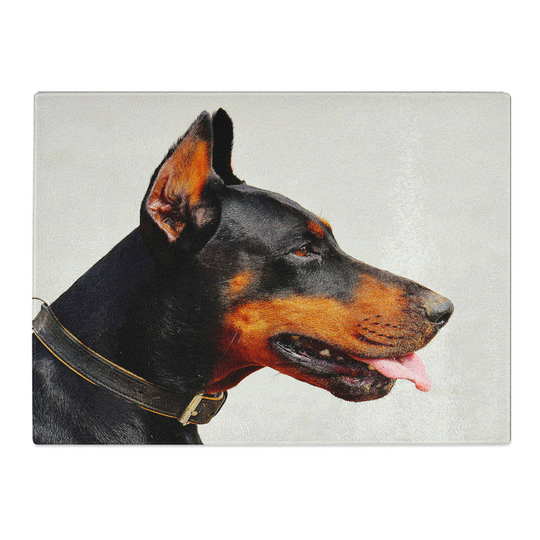 Doberman Dog No.2 Art  Glass Chopping Board