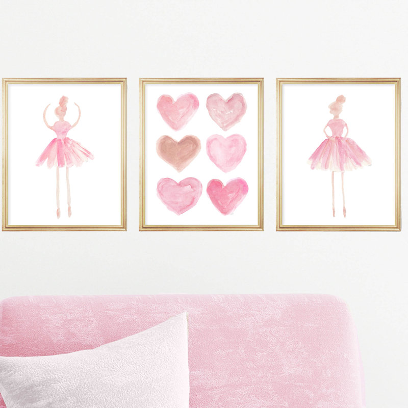 «Little Girls Ballet», impressions sur papier, H 10 po x l 8 po x P 0,06 po, Rose pâle