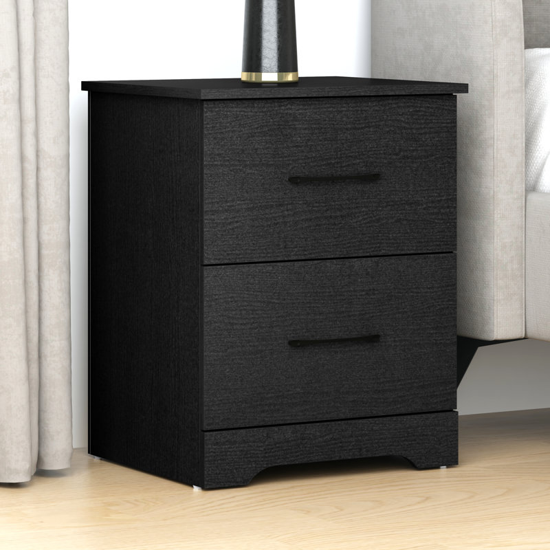 Arkia 23.7" H 2-Drawer Manufactured Wood Nightstand, Black, Individual