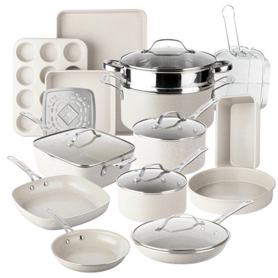 Ensemble de batterie de cuisine antiadhésive en céramique 20 pièces Granitestone Ceraluxe