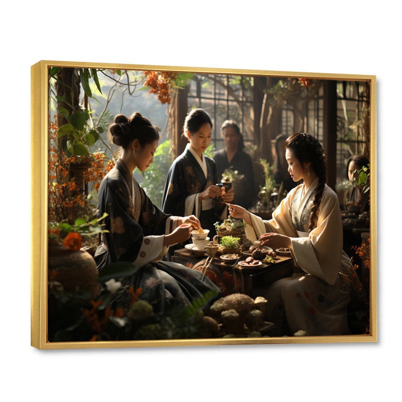 Asian Art Harmony in Tea VI - reproduction d'art, H 34 po x l 44 po x P 1,5 po, Cadre flottant doré