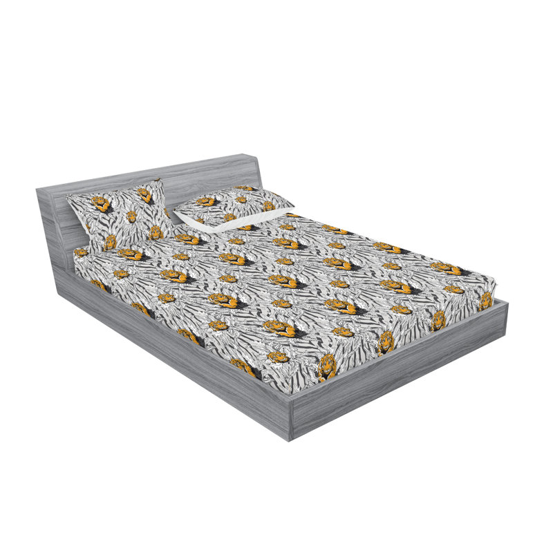 Drap-housse et taie décorative Ambesonne, Ensemble de draps pour très grand lit avec 2 taie