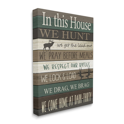 «Rustic Family House Rules Green Brown Tan» par Kim Allen - impression d'art graphique