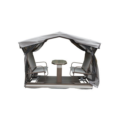 4-Seat Outdoor Glider Benches With Canopy