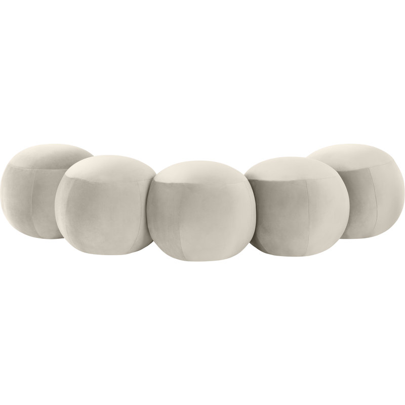 Apollo Velvet Bench, 18" H x 74.50" W x 38.50" D, Cream Velvet