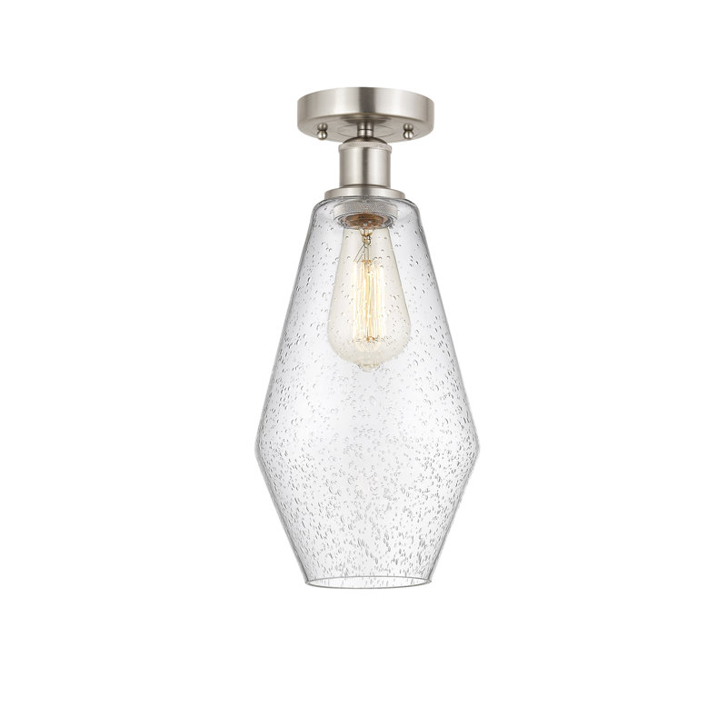 Amylea Glass Semi Flush Mount, Seedy, Brushed Satin Nickel
