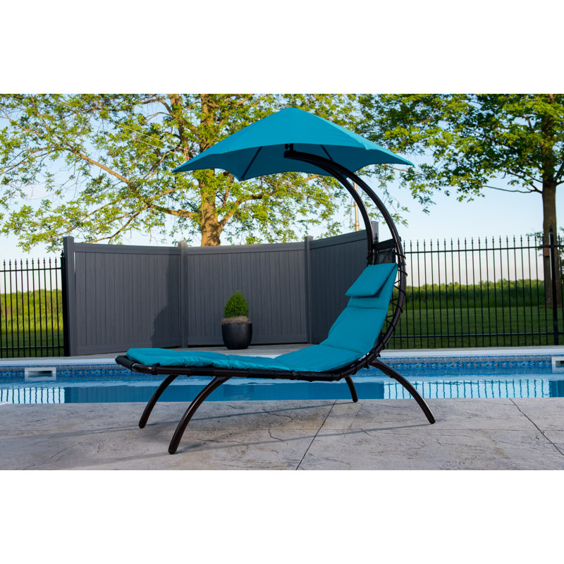 Chaise longue de rêve avec coussin amovible et parasol Vivere Maglione Original, Turquoise véritable
