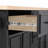 56.5'' Kitchen Island With Drop Leaf, Power Outlet, Embossed Vertical Stripe Rolling Kitchen Cart On Wheels With 4 Doors , 5 Deep Drawers And Adjustable Shelves, For Kitchen, Dining Room, Black-1700707719