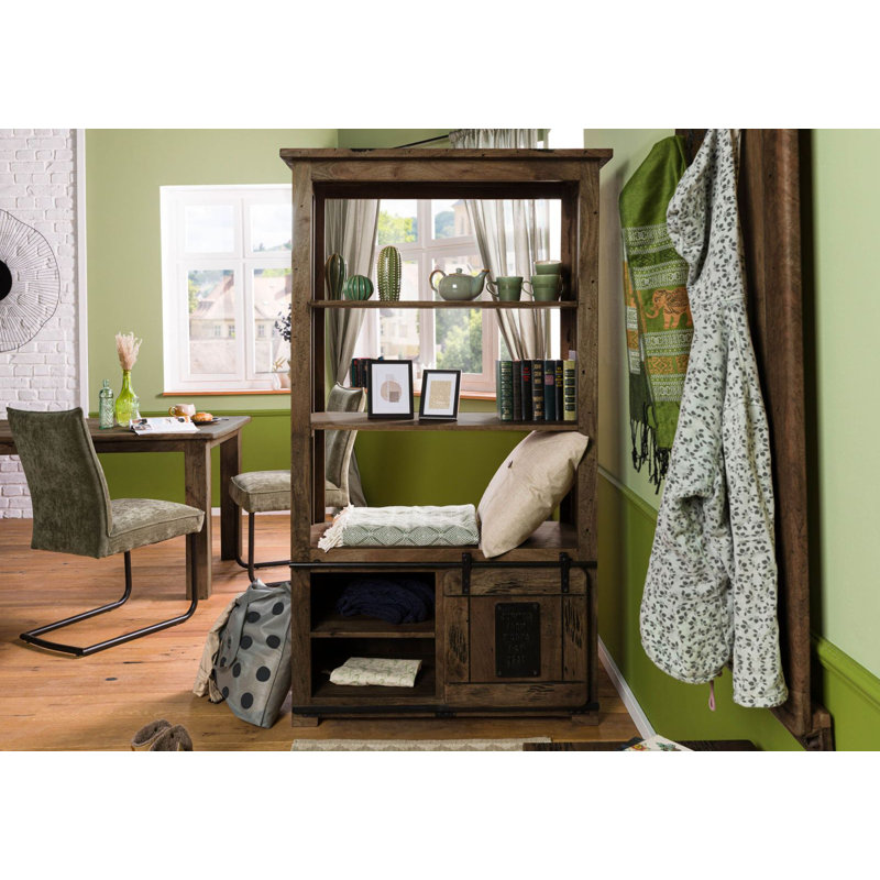 Railway 1750 cm H x 100 cm W Solid Wood Standard Bookcase, Brown, white and pink