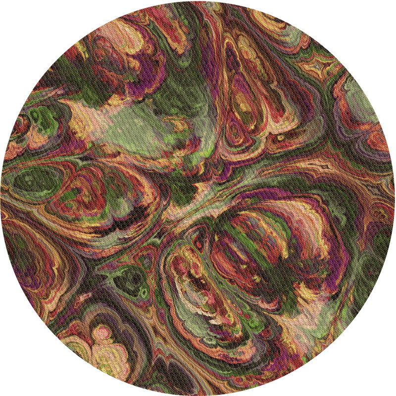 Tapis brun tissé à la machine, Rond 5 pi